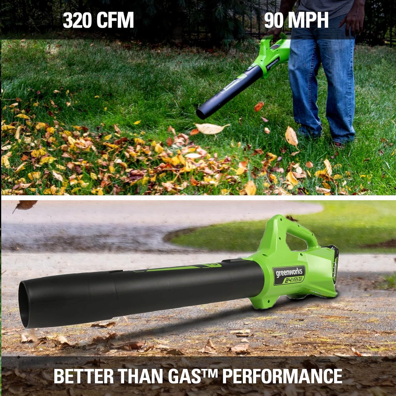 Greenworks 48V (24V x 2) 20" Cordless Battery Mower, 12" String Trimmer/Edger, & 320 CFM Blower Combo Kit w/ (2) 4.0Ah Batteries, (1) 2.0Ah Battery & Chargers - Image 6